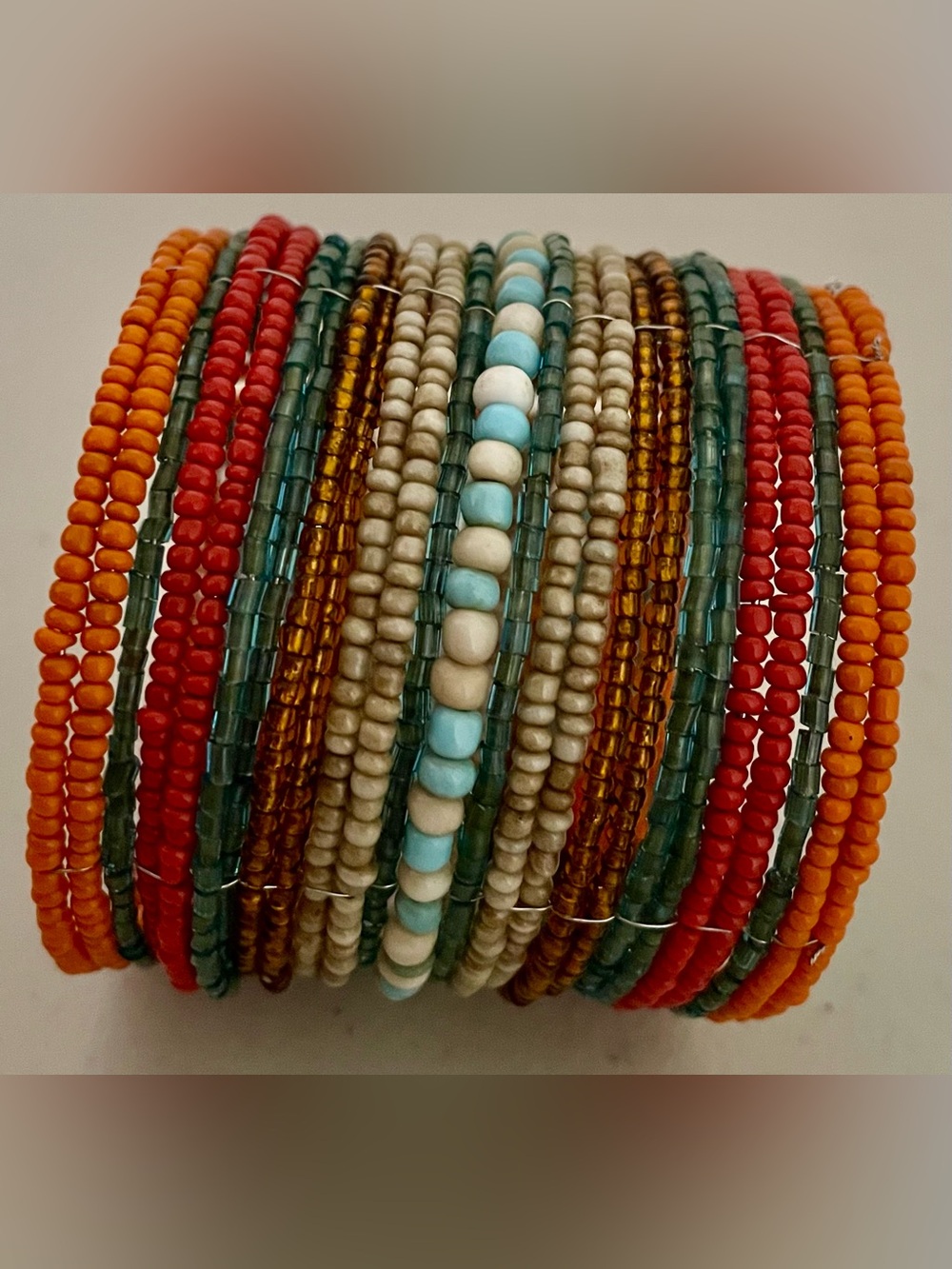 🌅 Multicolor Seed Bead Cuff Bracelet 🌅